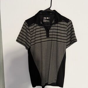 Boys Black & Gray Striped Performance Polo